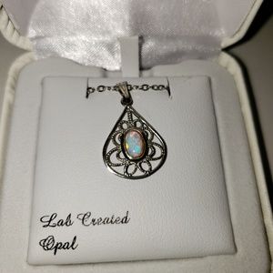Opal Silver Necklace